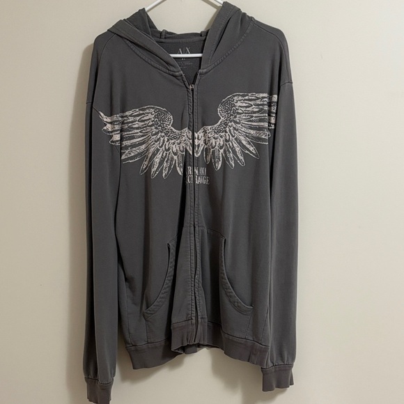 A/X Armani Exchange Gray Hoodie with Wing Design - Picture 1 of 2